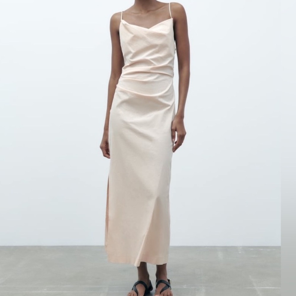 Zara Ecru ruched dress